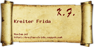 Kreiter Frida névjegykártya